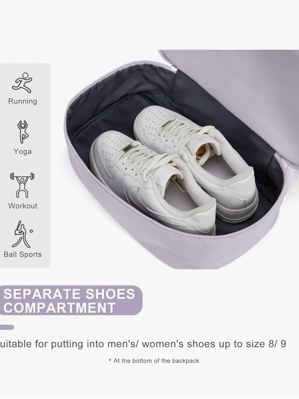 NWT Coofay Lavender Gym Backpack Shoe & Wet Compartment